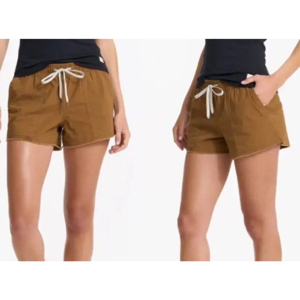 VUORI Caramel Vintage Wash Ripstop Shorts Mid Rise Pockets Stretch Hiking Size M - Picture 3 of 4